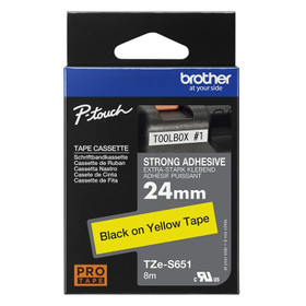 Brother P-Touch TZe-S651 24mm musta/keltainen strong