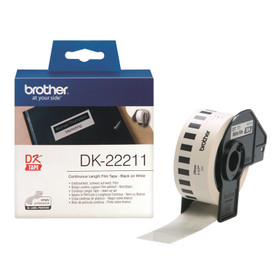 Brother DK-22211 29mm musta/valkoinen jatkuva muovitarra