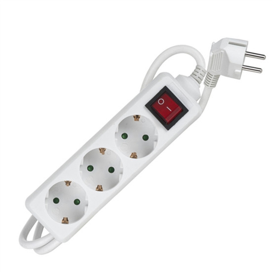 Airam 3-osainen jatkojohto + kytkin 5m valkoinen