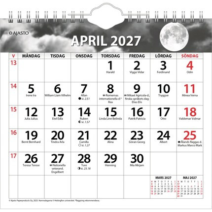 Ajasto seinäkalenteri Luna 2027