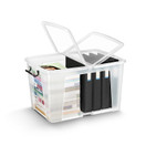 Säilytyslaatikko Strata kannella 65l läpinäkyvä 