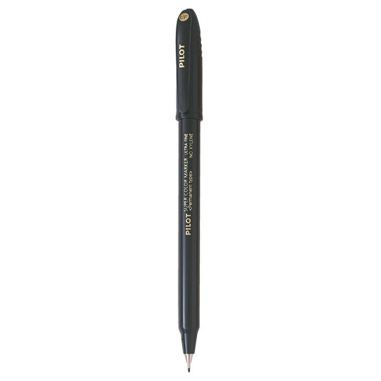Kuitukärkikynä Pilot Super Color ultra fine musta  12 kpl/pkt
