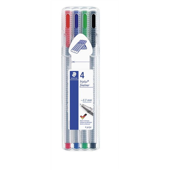 Kuitukärkikynä Staedtler Triplus Fineliner 0,3mm  4 väriä