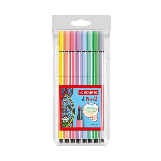 Kuitukärkikynä Stabilo Pen 68 Pastel värilajitelma 8 väriä