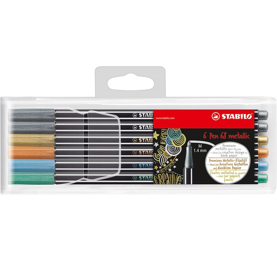 Kuitukärkikynä Stabilo Pen 68 Metallic värilajitelma 6 väriä