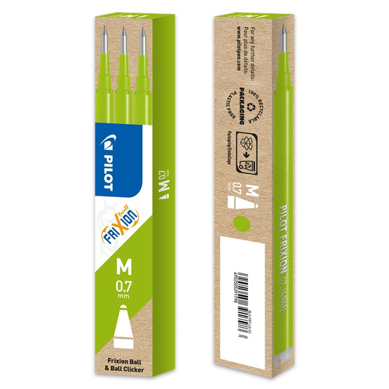 Vaihtosäiliö Pilot Frixion 0,7 mm vaaleanvihreä 3 kpl/ras   4 ras/pkt