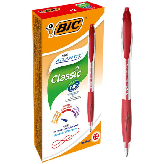 Kuulakärkikynä Bic Atlantis punainen arkistokelpoinen   12 kpl/pkt