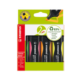 Korostuskynä Stabilo Green Boss värilajitelma 4 väriä