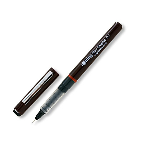 Kuitukärkikynä Rotring Tikky Graphic 0,1 mm musta  12 kpl/pkt