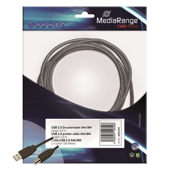Tulostinkaapeli 3m USB 2.0 musta 