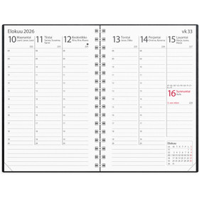 Burde taskukalenteri Exclusive musta keinonahka 2026 