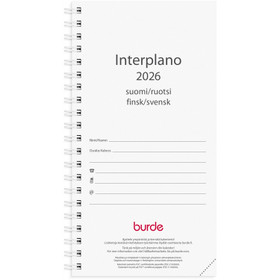 Burde taskukalenteri Interplano vuosipaketti suomi/ruotsi 2026 