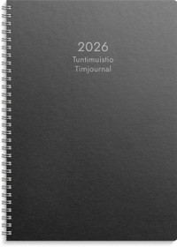 Burde pöytäkalenteri Tuntimuistio musta Eco parikierresidottu A4 2026 
