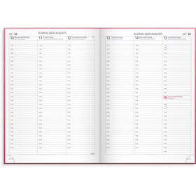 Burde pöytäkalenteri Tuntimuistio roosa keinonahkakansi sidottu 2026 