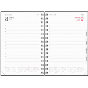 Burde pöytäkalenteri Päiväkirja Textile musta 2026 