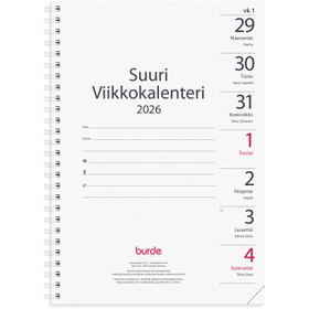 Burde pöytäkalenteri Suuri viikkokalenteri vuosipaketti 2026 