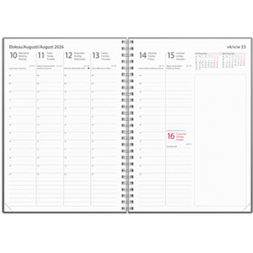 Burde pöytäkalenteri Business musta muovikansi parikierresidottu 2026 