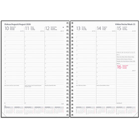 Burde pöytäkalenteri Weekly Textile musta 2026 