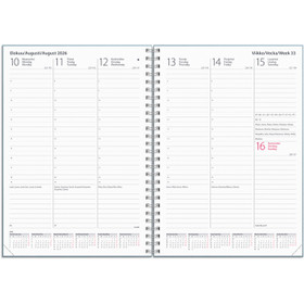 Burde pöytäkalenteri Weekly Textile sininen 2026 