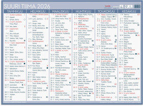 Burde taulukkokalenteri Suuri Tiima 2026