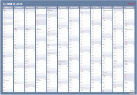 Burde taulukkokalenteri Seinälehti Business 2026