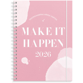 Burde pöytäkalenteri Make It Happen roosa 2026 