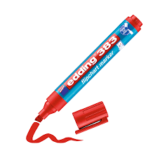 Huopakynä fläppitauluille Edding 383 viisto 1-5 mm punainen 10 kpl/pkt