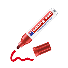 Huopakynä Edding 550 permanent 3-4 mm punainen  10 kpl/pkt