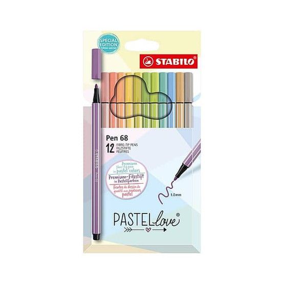 Kuitukärkikynä Stabilo Pen 68 Pastel Love värilajitelma  12 väriä