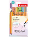 Kuitukärkikynä Stabilo Pen 88 Pastel Love värilajitelma 12 väriä