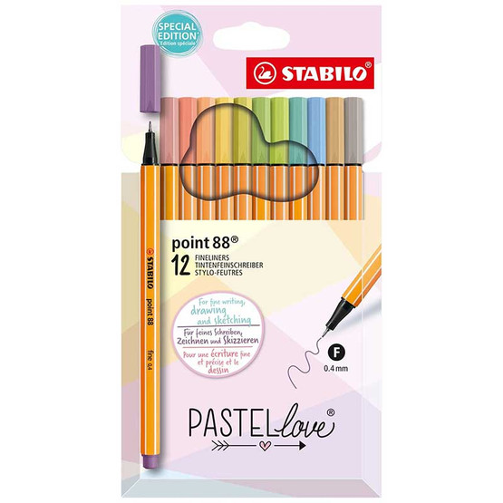Kuitukärkikynä Stabilo Pen 88 Pastel Love värilajitelma 12 väriä