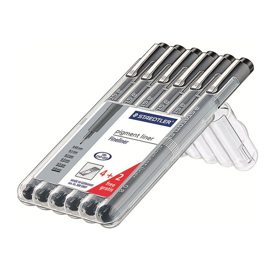 Kuitukärkikynä Staedtler Pigment Liner 308  6 kynää
