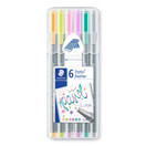 Kuitukärkikynä Staedtler triplus pastellivärit 6 väriä