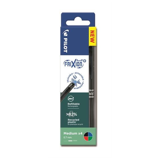 Kuulakärkikynä Pilot FriXion Ball Plus 0,7 mm lajitelma 4 väriä/pkt