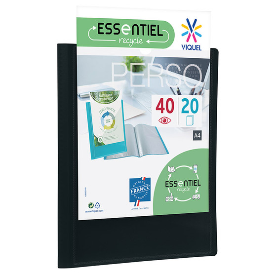 Esitekansio etutaskulla 20-osainen PP musta  10 kpl/pkt