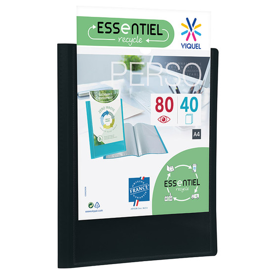 Esitekansio etutaskulla 40-osainen PP musta  10 kpl/pkt