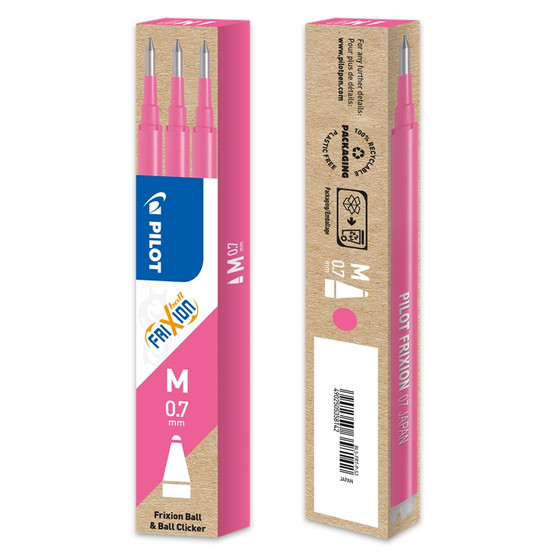 Vaihtosäiliö Pilot Frixion 0,7 mm pinkki  3 kpl/ras  4 ras/pkt