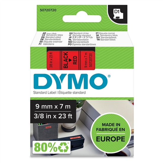 Tarrakasetti Dymo D1 40917 9mm punainen/musta 