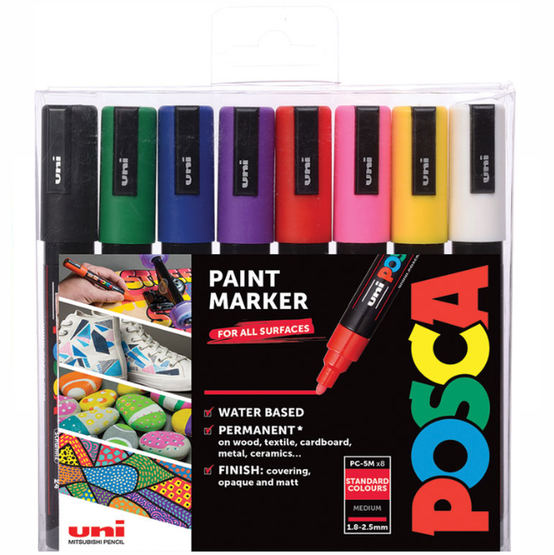 Maalikynä Posca PC-5M standard 8 väriä