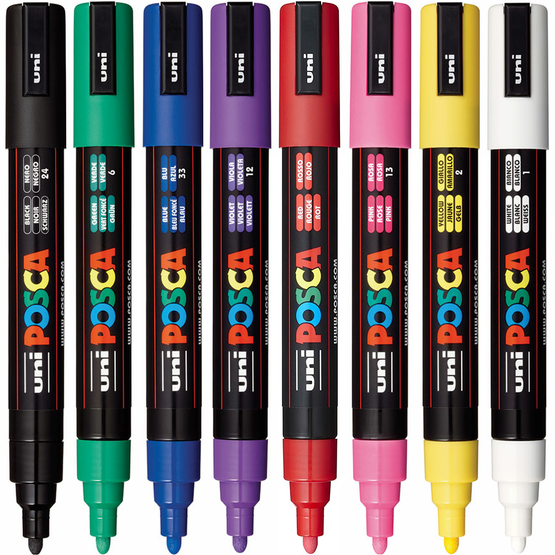 Maalikynä Posca PC-5M standard 8 väriä