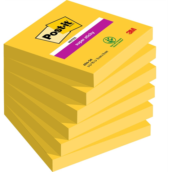 Viestilappu Post-it Super Sticky 76x76mm keltainen 6 lehtiötä / pkt 