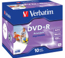 DVD+R levy Verbatim 4,7GB 16x, printable, jewelcase / 10 kpl