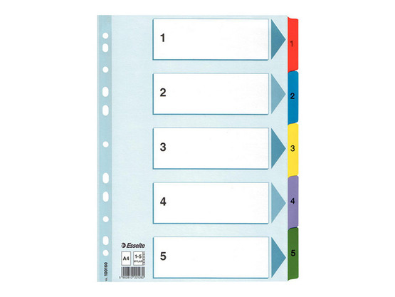 Numerohakemisto Mylar A4 1-5 värillinen  20 srj/pkt