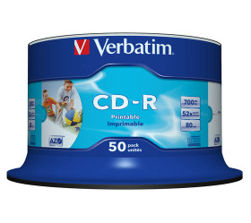CD-R levy Verbatim  700MB 52x tulostettava purkkipakkaus / 50 kpl