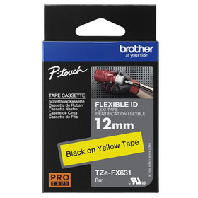 Brother P-Touch TZe-FX631 12mm musta/keltainen flexi