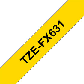 Brother P-Touch TZe-FX631 12mm musta/keltainen flexi