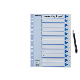 Numerohakemisto A4 muovi 12-osainen 1-12    10 srj/pkt
