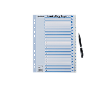 Numerohakemisto A4 muovi 20-osainen 1-20    10 srj/pkt