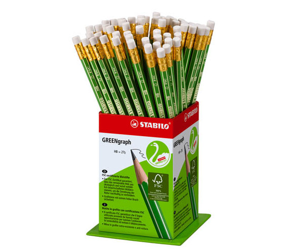 Lyijykynä Stabilo Greengraph HB kumipää  60 kpl/pkt