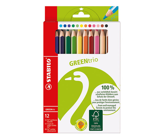 Värikynä Stabilo Greentrio paksu  12 väriä